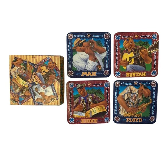 Vintage Camel Joe's Beach Club Coaster Set In Original Box 4 - Picture 1 of 7